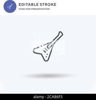 Electric Guitar icon vector, filled flat sign, solid pictogram isolated on white, logo illustration. Electric Guitar icon for presentation. Stock Vector
