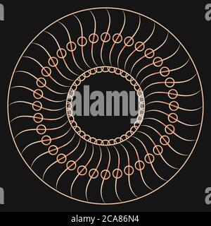 Radial pattern concept, rose gold gradient, adobe illustrator Stock Vector