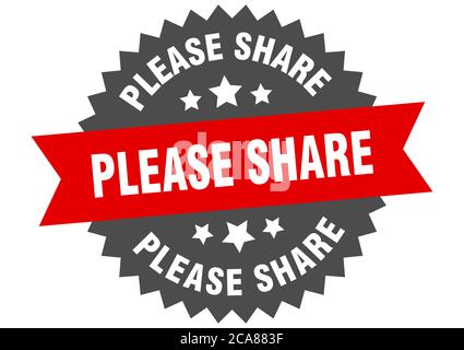 please share round isolated ribbon label. please share sign Stock Vector