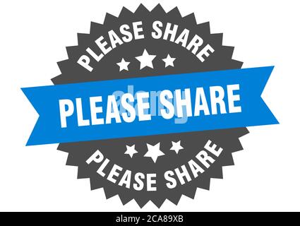 please share round isolated ribbon label. please share sign Stock Vector