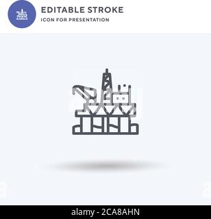 Oil Platform icon vector, filled flat sign, solid pictogram isolated on white, logo illustration. Oil Platform icon for presentation. Stock Vector
