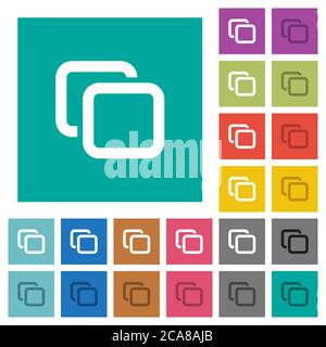 Tabs multi colored flat icons on plain square backgrounds. Included white and darker icon variations for hover or active effects. Stock Vector