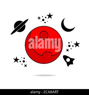 Vector illustration mars planet from solar system. Red planet. Mars planet icon Stock Vector