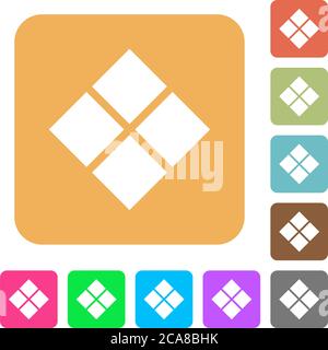 Diagonal tile pattern flat icons on rounded square vivid color backgrounds. Stock Vector