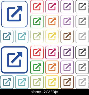 Open in new window color flat icons in rounded square frames. Thin and thick versions included. Stock Vector