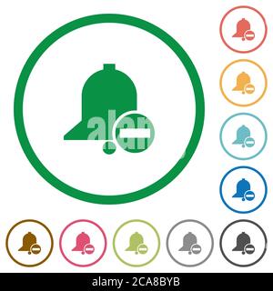 Remove reminder flat color icons in round outlines on white background Stock Vector