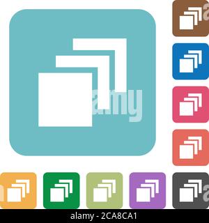 Multiple canvases white flat icons on color rounded square backgrounds Stock Vector