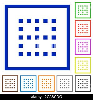 No borders flat color icons in square frames on white background Stock Vector