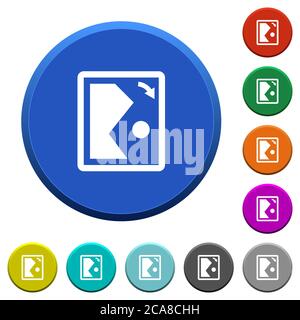 Rotate image right round color beveled buttons with smooth surfaces and flat white icons Stock Vector