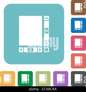 Blank document with scroll bars white flat icons on color rounded square backgrounds Stock Vector