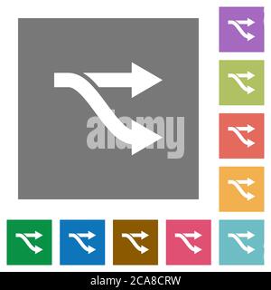 Fork flat icons on simple color square backgrounds Stock Vector