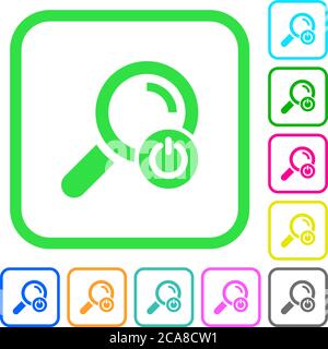 Exit from search vivid colored flat icons in curved borders on white background Stock Vector