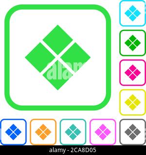 Diagonal tile pattern vivid colored flat icons in curved borders on white background Stock Vector