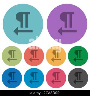 Right to left text direction darker flat icons on color round background Stock Vector