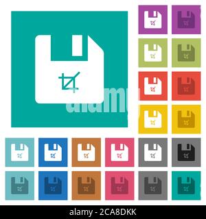 Truncate file multi colored flat icons on plain square backgrounds. Included white and darker icon variations for hover or active effects. Stock Vector