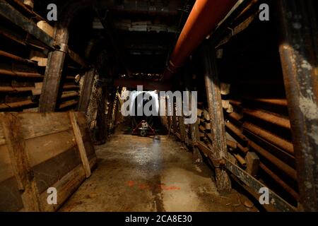 Prague, Czech Republic. 04th Aug, 2020. A sewer under the Rasnovka street is seen during a journalistic tour on August 8, 2020, in Prague, Czech Republic. Credit: Katerina Sulova/CTK Photo/Alamy Live News Stock Photo