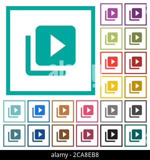 Library flat color icons with quadrant frames on white background Stock ...