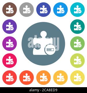 Plugin processing flat white icons on round color backgrounds. 17 background color variations are included. Stock Vector