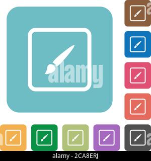Paint object white flat icons on color rounded square backgrounds Stock Vector
