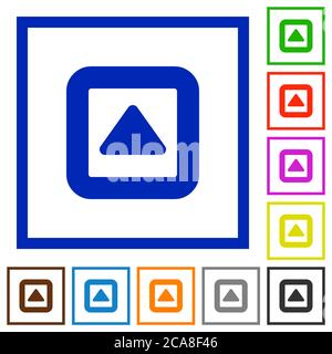 Toggle up flat color icons in square frames on white background Stock Vector