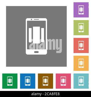 Setting up mobile homescreen flat icons on simple color square backgrounds Stock Vector