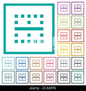 Horizontal border flat color icons with quadrant frames on white background Stock Vector