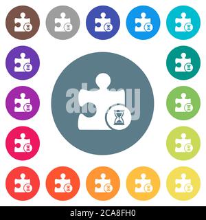 Working plugin flat white icons on round color backgrounds. 17 background color variations are included. Stock Vector
