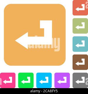 Return key flat icons on rounded square vivid color backgrounds. Stock Vector