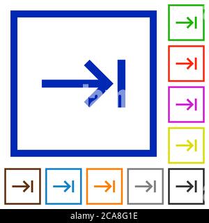Keyboard tab simple icons in color rounded square frames on white ...