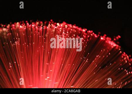 The fiber optic lamp produces suggestive lighting effects Stock Photo