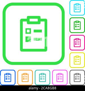 Survey vivid colored flat icons in curved borders on white background Stock Vector