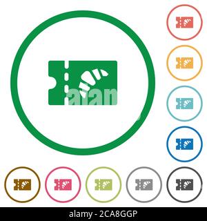 Bakery discount coupon flat color icons in round outlines on white background Stock Vector