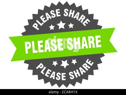 please share round isolated ribbon label. please share sign Stock Vector