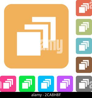 Multiple canvases flat icons on rounded square vivid color backgrounds. Stock Vector