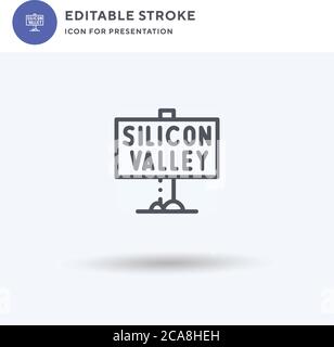 Silicon Valley icon vector, filled flat sign, solid pictogram isolated on white, logo illustration. Silicon Valley icon for presentation. Stock Vector