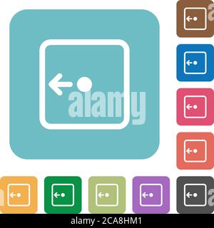 Move object left white flat icons on color rounded square backgrounds Stock Vector