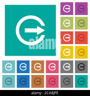 Export with inner arrow multi colored flat icons on plain square backgrounds. Included white and darker icon variations for hover or active effects. Stock Vector