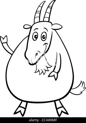 Cartoon funny goat for coloring book isolated on white background ...