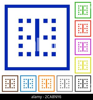 Vertical border flat color icons in square frames on white background Stock Vector