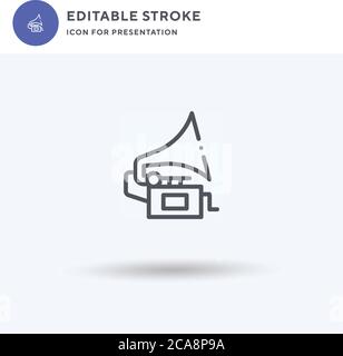 Gramophone icon vector, filled flat sign, solid pictogram isolated on white, logo illustration. Gramophone icon for presentation. Stock Vector