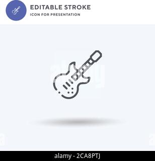 Electric Guitar icon vector, filled flat sign, solid pictogram isolated on white, logo illustration. Electric Guitar icon for presentation. Stock Vector