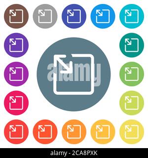 Resize object flat white icons on round color backgrounds. 17 background color variations are included. Stock Vector
