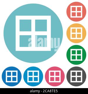 All borders flat white icons on round color backgrounds Stock Vector