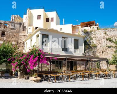 quintessential greek shop front restaurant building in chania crete Stock Photo