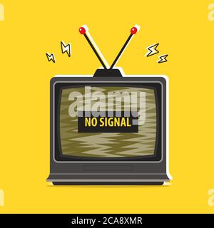 old tv jamming. no signal. flat vector illustration Stock Vector