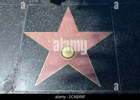 LOS ANGELES, CA, USA - MARCH 27, 2018 : The Hollywood Walk of Fame stars in Los Angeles.David Bowie star. Stock Photo