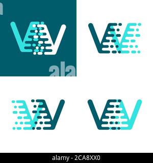 VV letters logo with accent speed green and blue Stock Vector