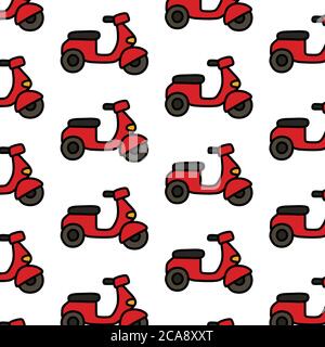 motorcycle seamless doodle pattern, vector illustration Stock Vector
