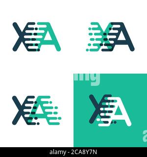 XA letters logo with accent speed green and blue Stock Vector