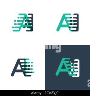 AI letters logo with accent speed in tosca green and dark blue Stock Vector